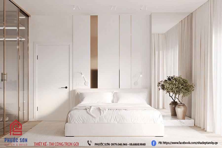 Thiết kế nội thất phòng ngủ đẹp với tone màu trắng